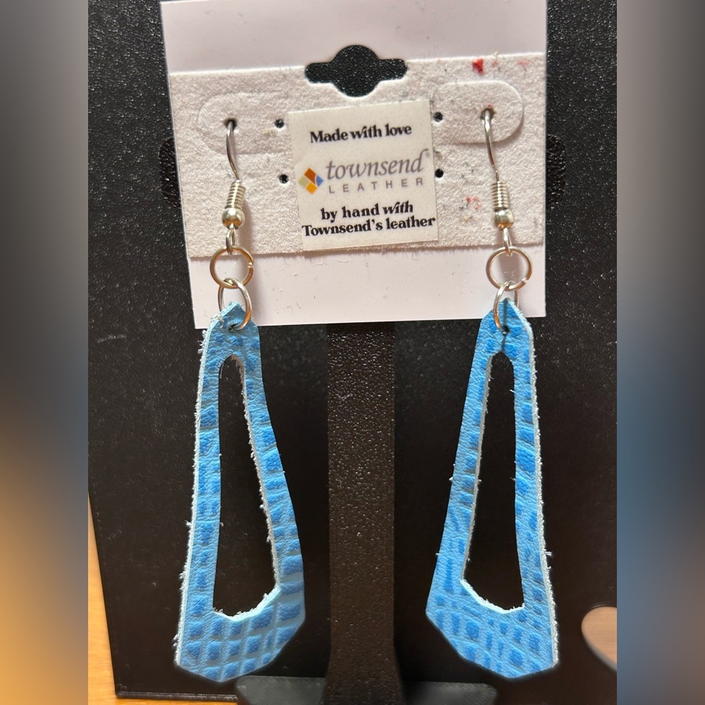 5/25$ Blue Leather Earrings